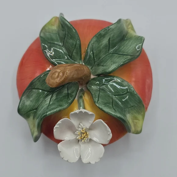 Small Teapot "Orchard In Bloom" Red Apple Ceramic Floral Cottagecore - Picture 9 of 13